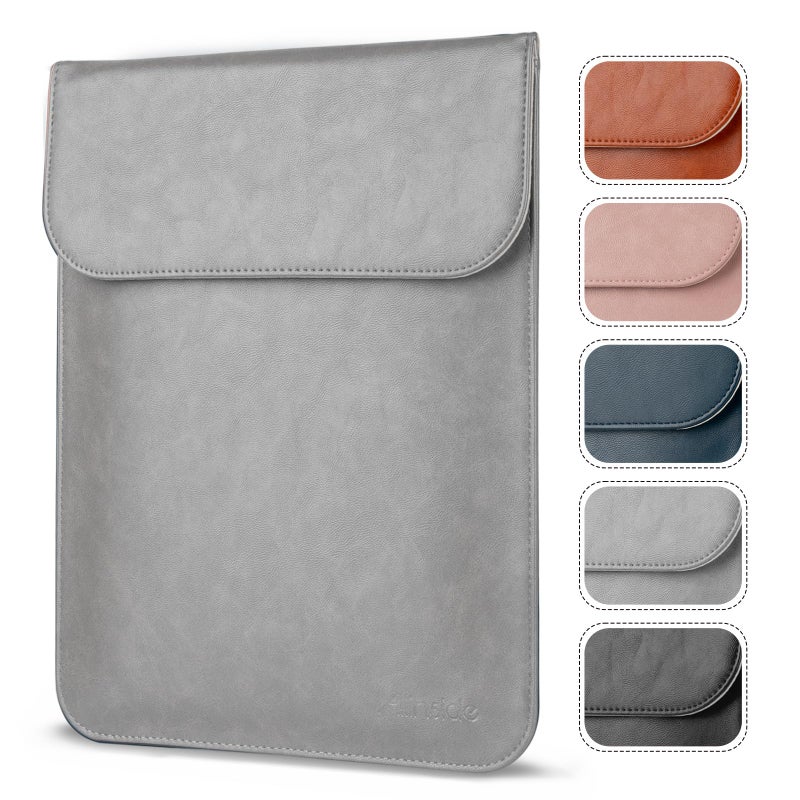 Allinside 15-16 inch Laptop Sleeve Case Compatible with MacBook Pro 15 2016â€“2019/MacBook Pro 16 2021â€“2024, Waterproof PU Leather Laptop Sleeve Bag Protective Vertical Case Cover, Gray - Image 1